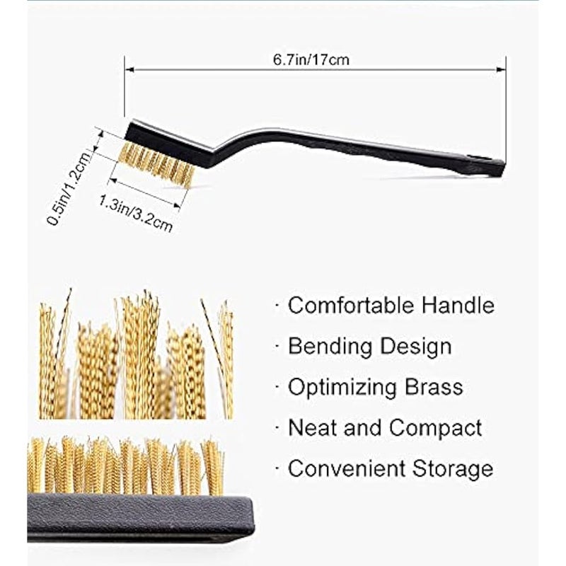 12 Pcs Brass Wire Brushes Scratch Brushes, Curved Handle Wire Bristle Scratch Brushes, Mini Brushes for Cleaning Welding Slag Rust - Image 2